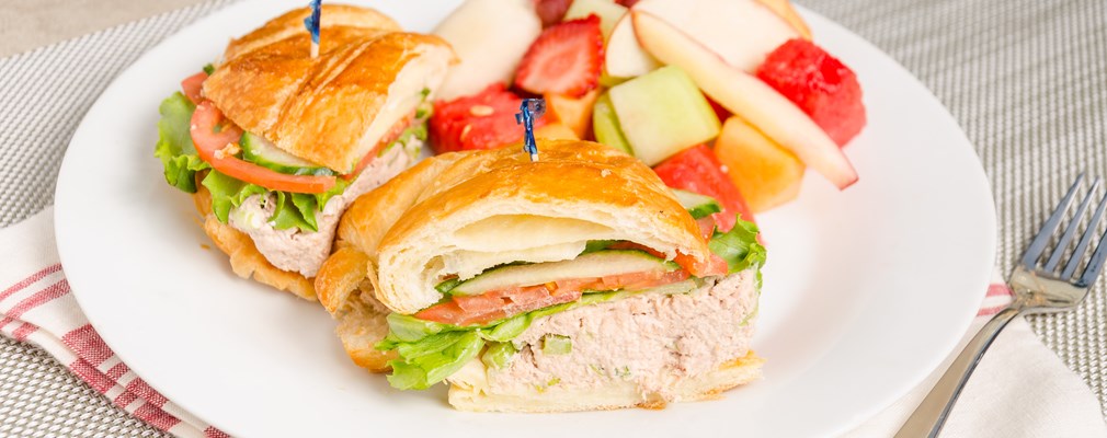 tuna salad on a croissant